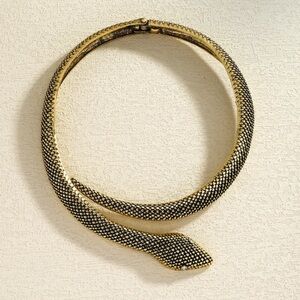 Gold Snake Necklace – Vintage Inspired Serpent Choker Statement Jewelry